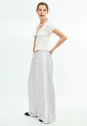 Wide-Leg-Sweathose mit Seitenstreifen Grau Melange XS