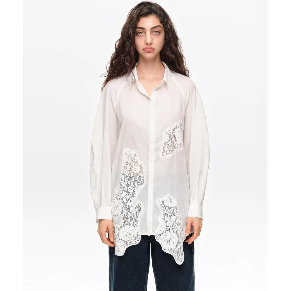Camisa de mujer oversize encajes - Bimba y Lola - FashionsVida