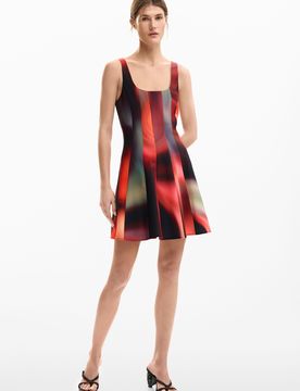 Vestido corto paneles, Mujer, Negro, L