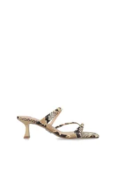Ajay Snakeprint' Leather Heels - Beige - Size: 7