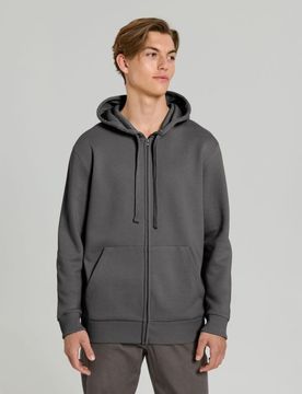 Felpa con cappuccio e zip con tasche - grigio scuro