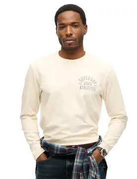 T-shirt à Manches Longues Athletic Ess Desert Bone Off White L Homme