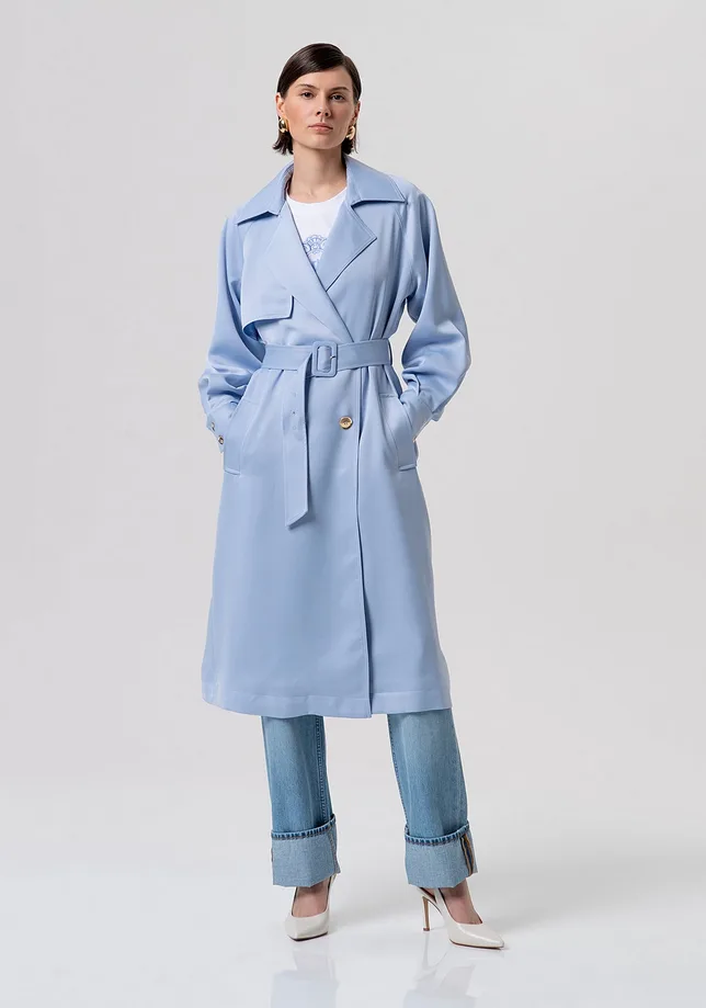 Giacca trench donna lightblue - Fracomina - FashionsVida
