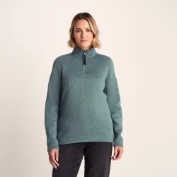 Pearson Womens Knitlook Fleece Zipneck Mist Grey Marl - Size 16 Uk
