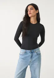 Body mit langen Ärmeln aus Polyamid Schwarz M