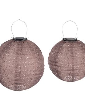 Solar-Lampion-Set, 2-teilig braun