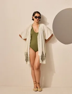 Vestido largo con detalles bordados - Couchel - FashionsVida