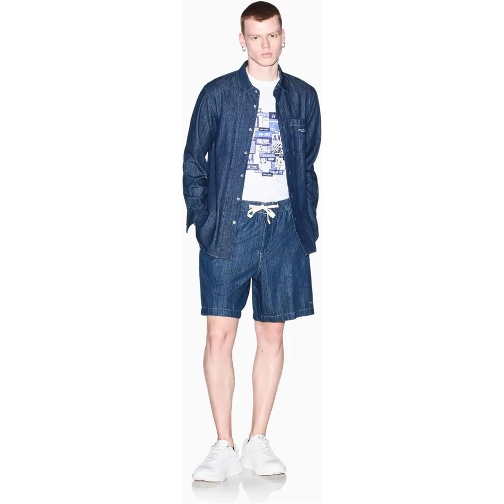 Bermuda de hombre en denim con cordones - Armani Exchange - FashionsVida