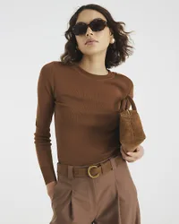 Womens Top Brown Knit Long Sleeve Viscose - Size X-Small