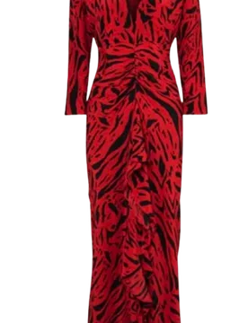 Red Tiger Print Midi Dress - Rixo - FashionsVida