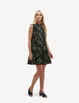 Floral Button Through Mini Tiered Dress Blue Mix female - Hobbs - FashionsVida