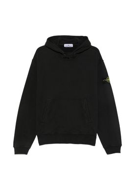 Hooded Sweatshirt with Snap-Button Collar and Kangaroo Pockets