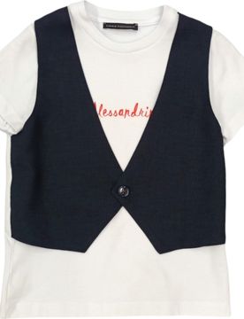 T-shirt Bianca Con Gilet Blu 1296M00073