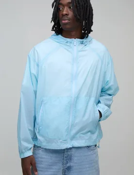 Men's Oversized Boxy Glow In The Dark Transparent Hooded Toggle Cagoule Blue Size X-Large Blue XL - boohooMAN - FashionsVida