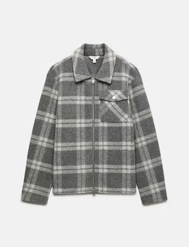 Wool Blend Fleece Check Overshirt Metal male - M&S - FashionsVida