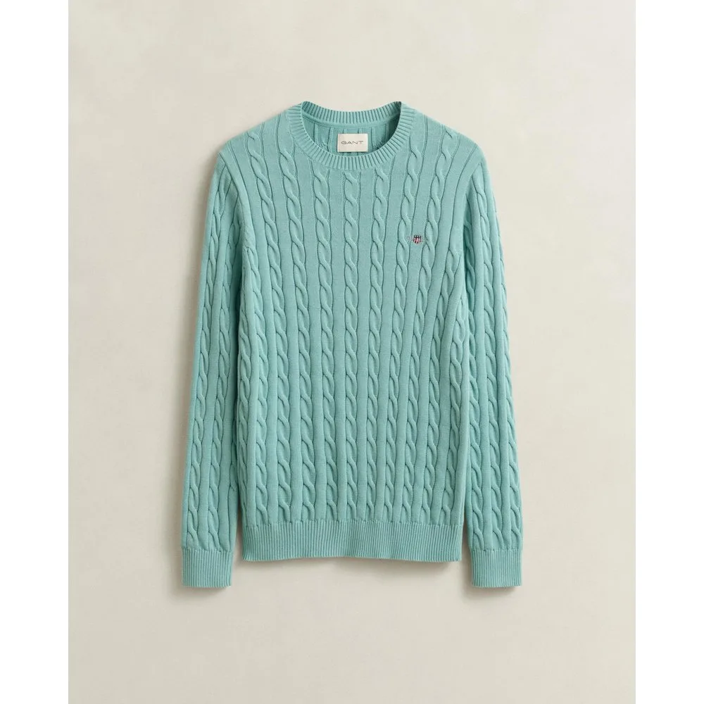 Jersey de hombre de cuello redondo y punto de ochos en algodón - Gant - FashionsVida