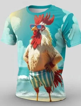 Funny Sunglasses Chicken Pattern T-Shirt For Men 3D Print Tees Summer Casual T Shirts Round Neck Tops Loose Street Short Sleeves - Aliexpress - FashionsVida