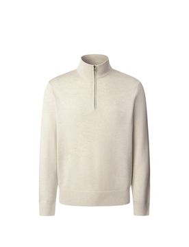 Pull col zippé en coton et soie