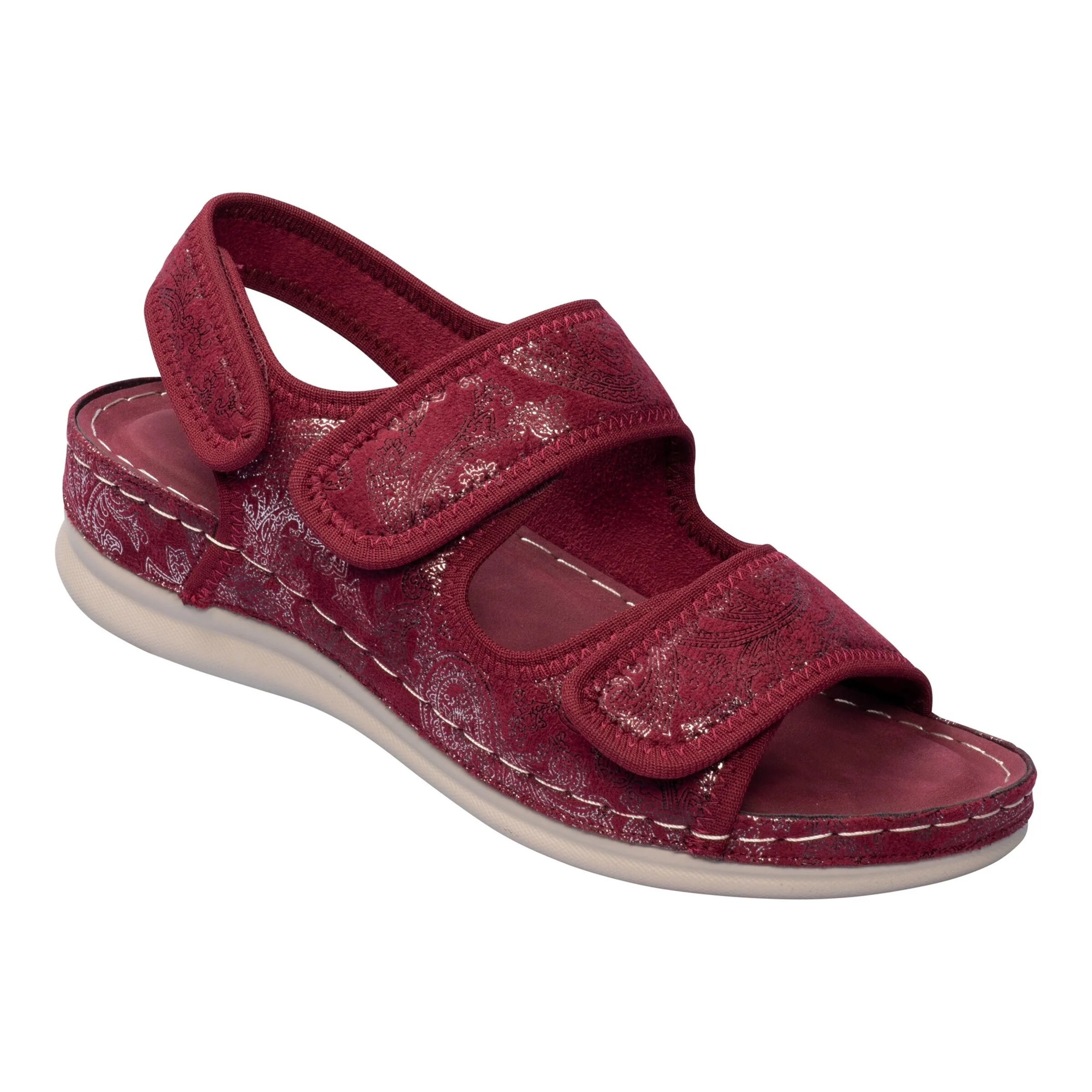 Bequem-Klettsandalette „Christa“ rot 40 Damen - wonderwalk - FashionsVida