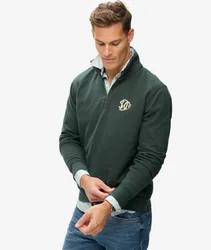 Superdry Herren Athletic SD Co Sweatshirt mit Halblangem Reißverschluss Green - Größe: M