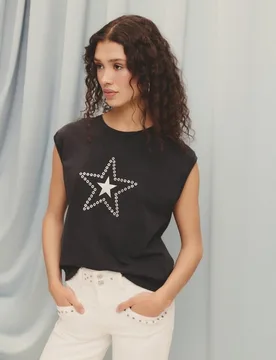 Camiseta sin mangas estrella eyelets - Green Coast - FashionsVida