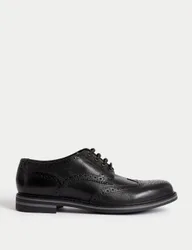 Wide Fit Leather Brogues Black male