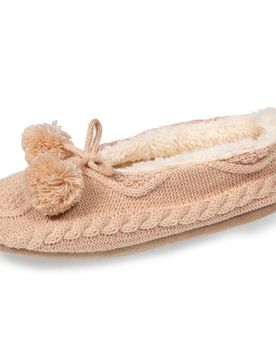Chaussettes-chaussons Pompons beige 41/42