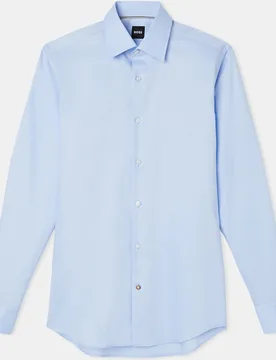 Camisa de hombre slim fit de popelín de algodón de planchado fácil - Boss - FashionsVida