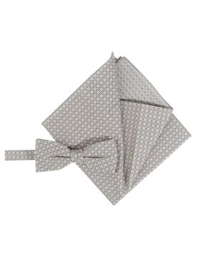 Set de regalo con pajarita y pañuelo de bolsillo beige