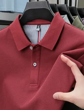 Pure Cotton Short Sleeved Men's Polo Shirt Summer Boutique Fashion High-quality Top Solid Color Collar Back Striped T-shirt - Aliexpress - FashionsVida