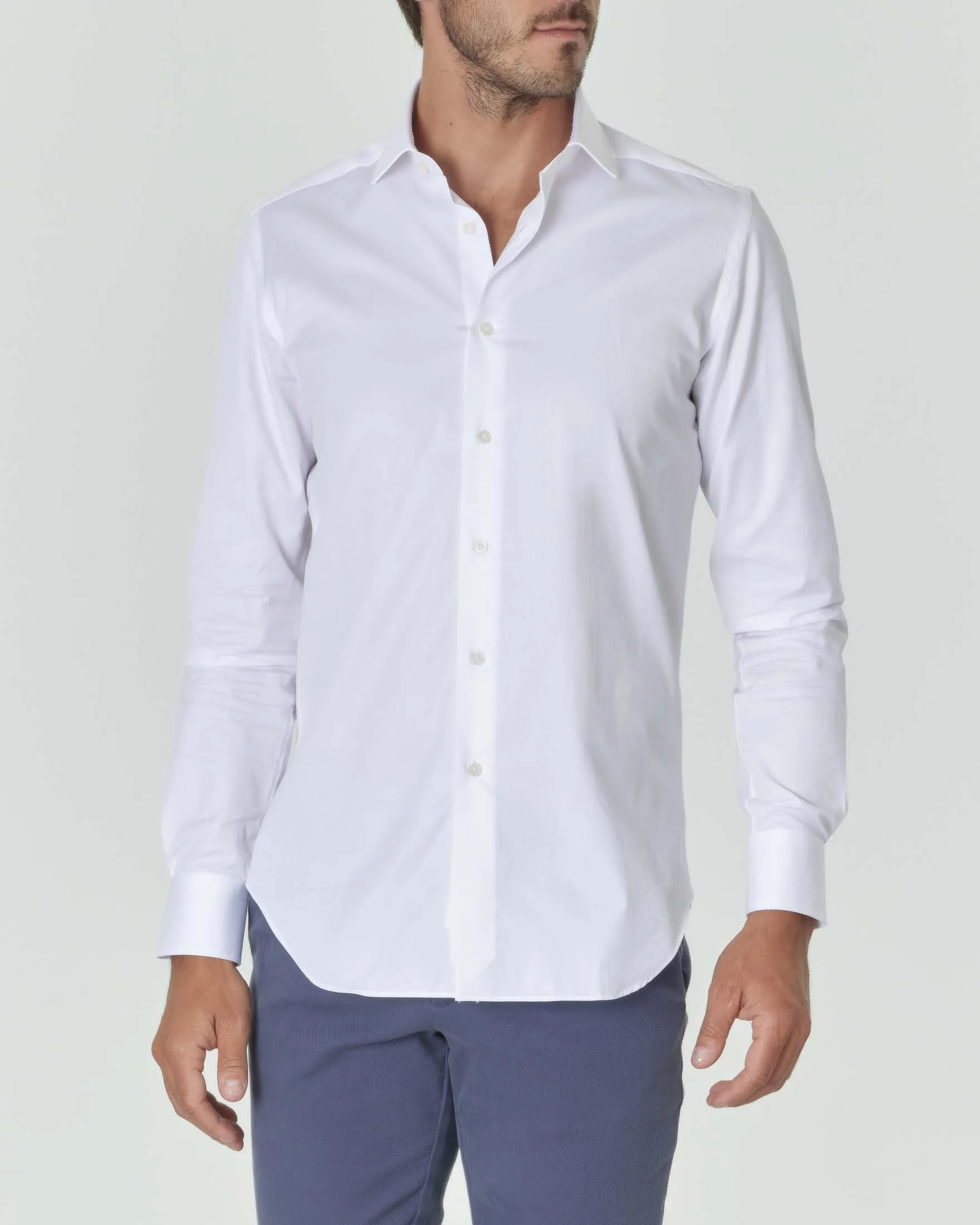 Camicia bianca in puro cotone micro armatura tailor-fit - Xacus - FashionsVida
