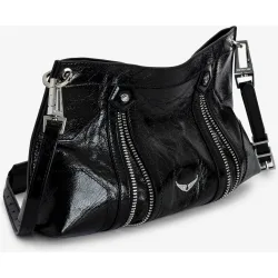 Zadig & Voltaire - Bolso de mano mediano de cuero charol con efecto vintage y bandolera ajustable