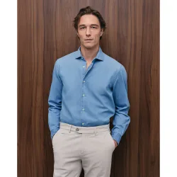 Camisa sport denim manga larga hombre