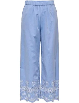 Pantalón largo ancho de mujer con bordado - JDY - FashionsVida