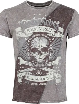 Rock T-Shirt - Skulls & Details - M bis XL - für Männer - Größe M - grau - Männer - male - Rock Rebel by EMP - FashionsVida