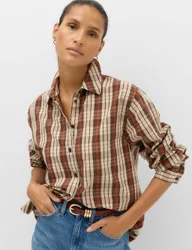 Pure Cotton Checked Shirt Red Mix female
