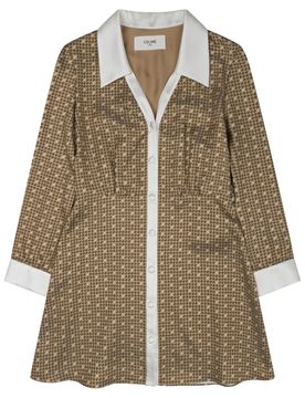 Silk Twill Mini Shirt Dress