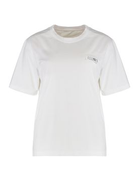No-edit: Crew Neck Cotton T-Shirt with Makeshift Patch Detail