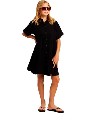 Robe Courte à Manches Courtes Halaki True Black 152 cm Fille