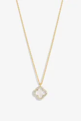 Women's Gold Plated & Mother of Pearl Clover Pendant Necklace - Gold - Size: One Size