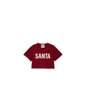 Crop top mezza manica Donna scritta SANTA