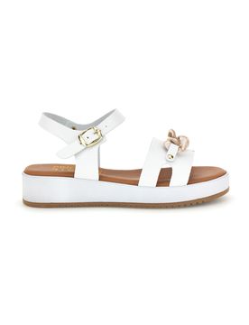 Sandali bianchi con catena decorativa P335 37