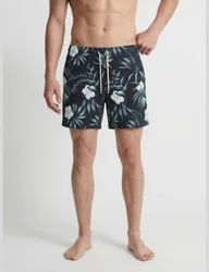 Floral Seersucker Swimming Shorts Black male