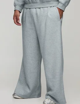 Herren Plus Basic Extreme Wide Leg Jogginghose Grey Marl Größe 3XL - boohooMAN - FashionsVida