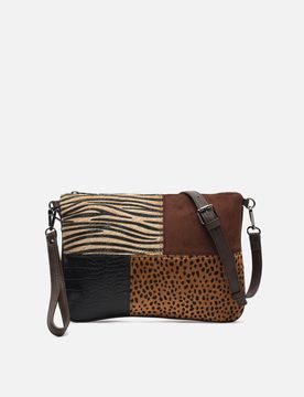 Zivera small shoulder bag with animal print patchwork pattern