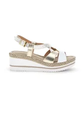 Sandali bianchi e oro con zeppa MK3234109 38