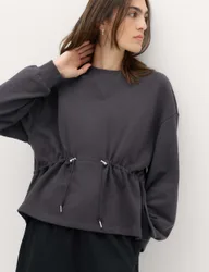 Pure Cotton Drawcord Waist Sweatshirt Nearly Black female