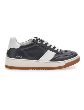 Sneaker nera in vera pelle con dettagli bianchi Grace 40