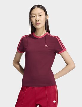 Womens T-SHIRT 3 STRIPES SLIM - Rosa, rosa rosa Donna taglia XS