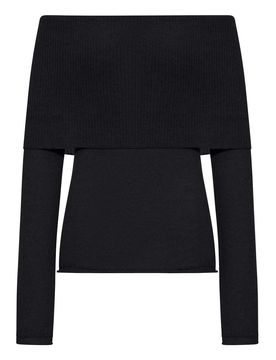 Maglione con scollo a barca a costine